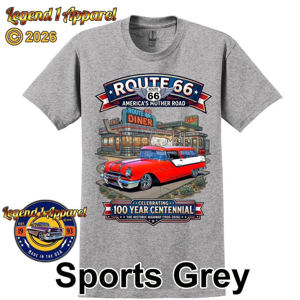 1955 Pontiac Safari Wagon Classic Car Graphic Tee – Route 66 Centennial T-Shirt