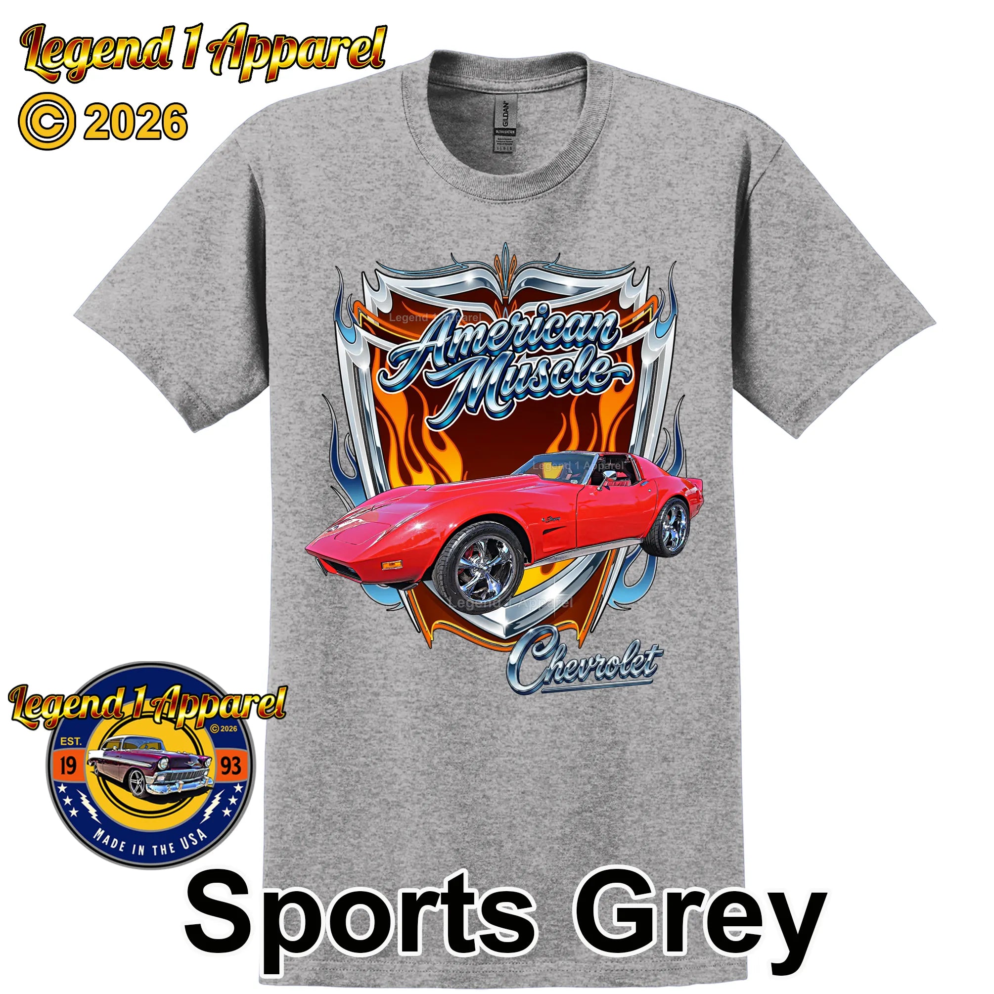 1974 Chevrolet Corvette C3 American Muscle T-Shirt – 74 Chevy Classic Car Graphic Tee