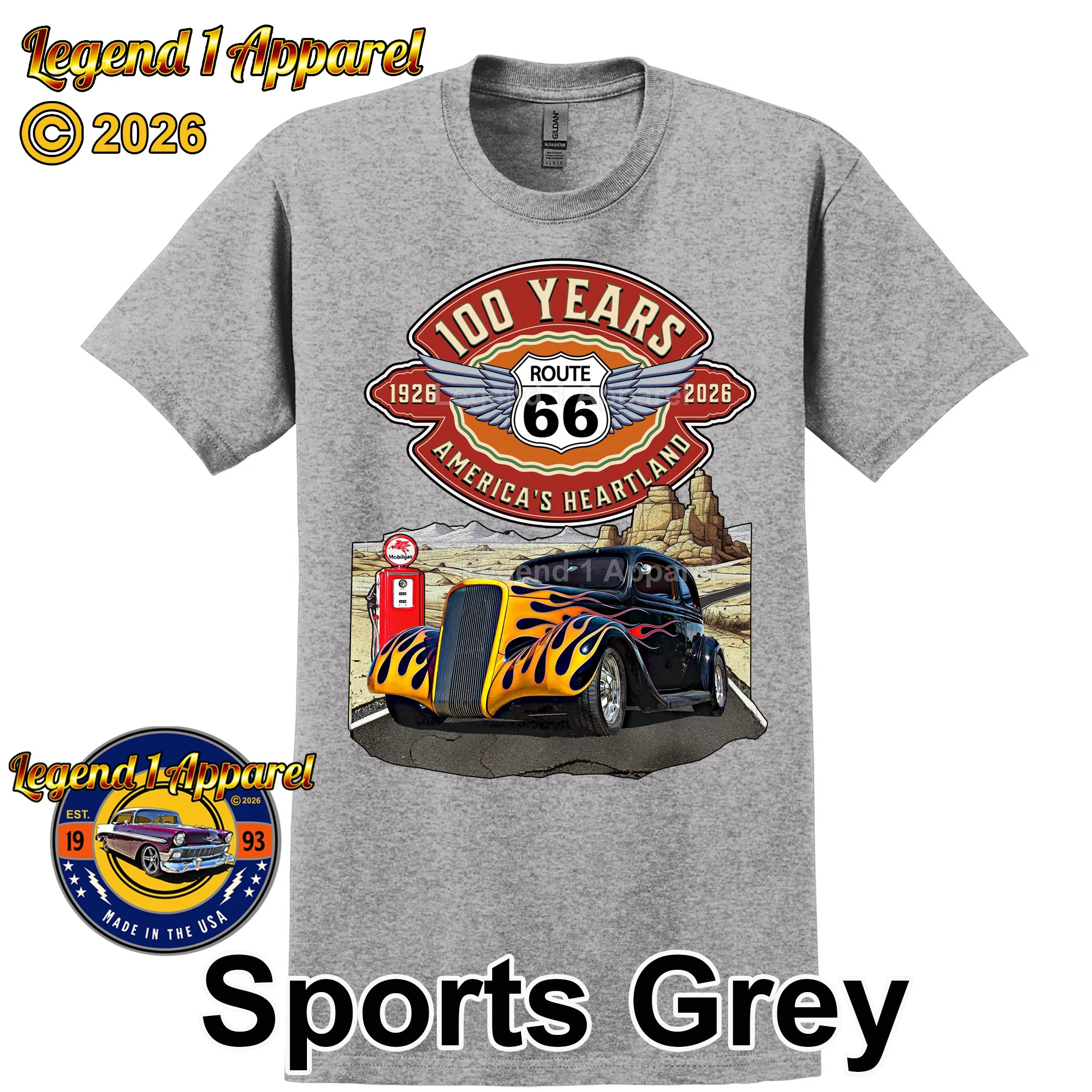 1937 Chevrolet Coupe Classic Car Graphic Tee – Route 66 100 Years T-Shirt