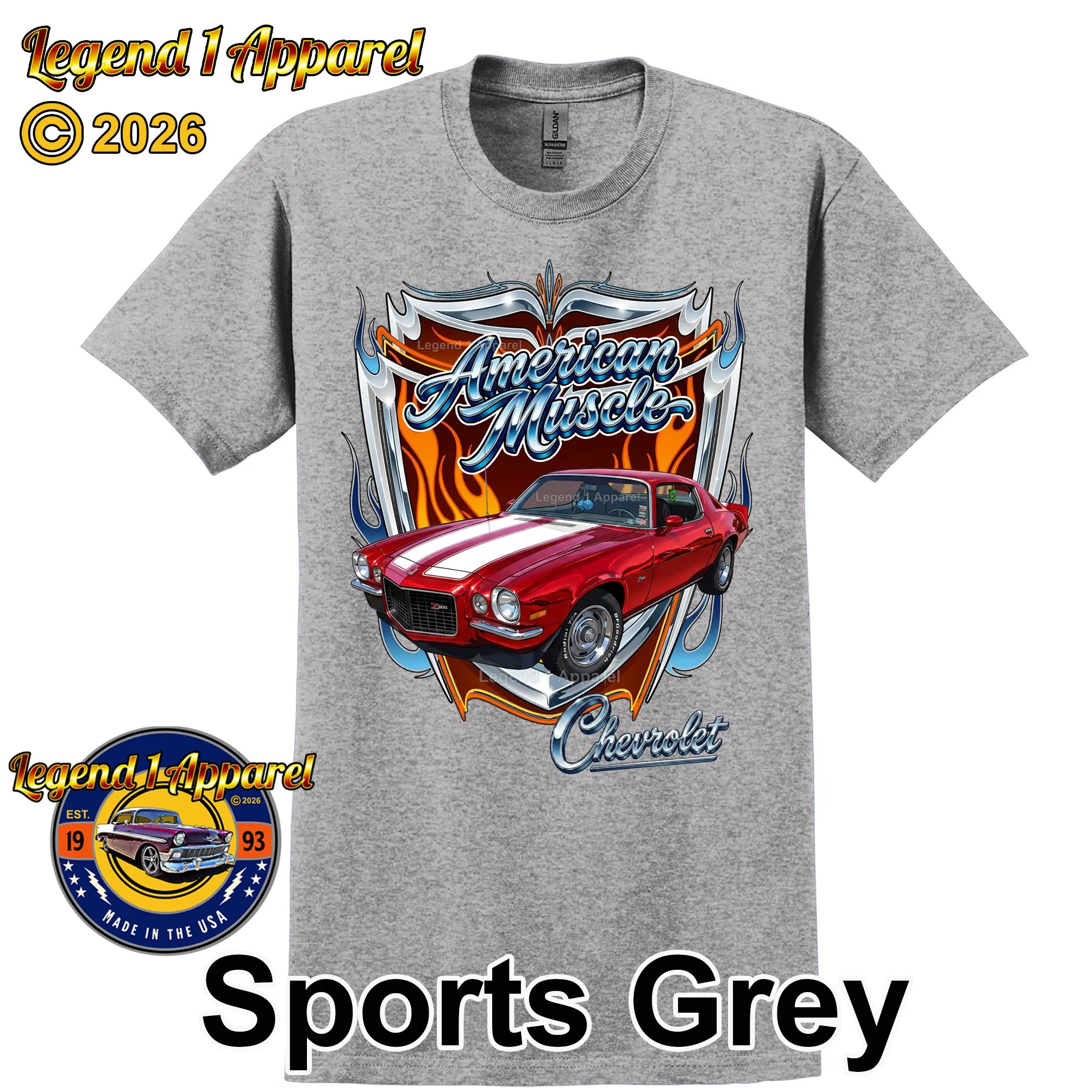 1970 Chevrolet Camaro American Muscle T-Shirt – 70 Chevy Classic Car Graphic Tee