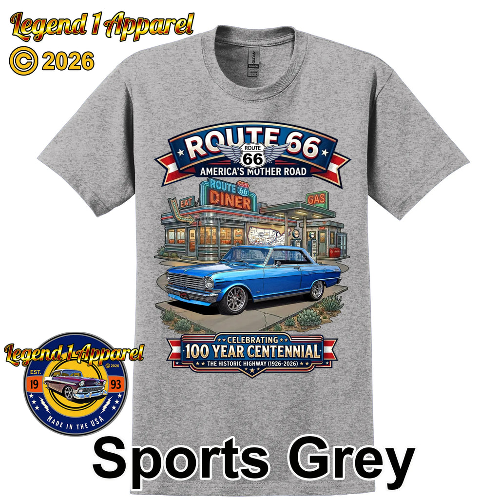 1963 Chevrolet Nova SS Classic Car Graphic Tee – Route 66 Centennial T-Shirt
