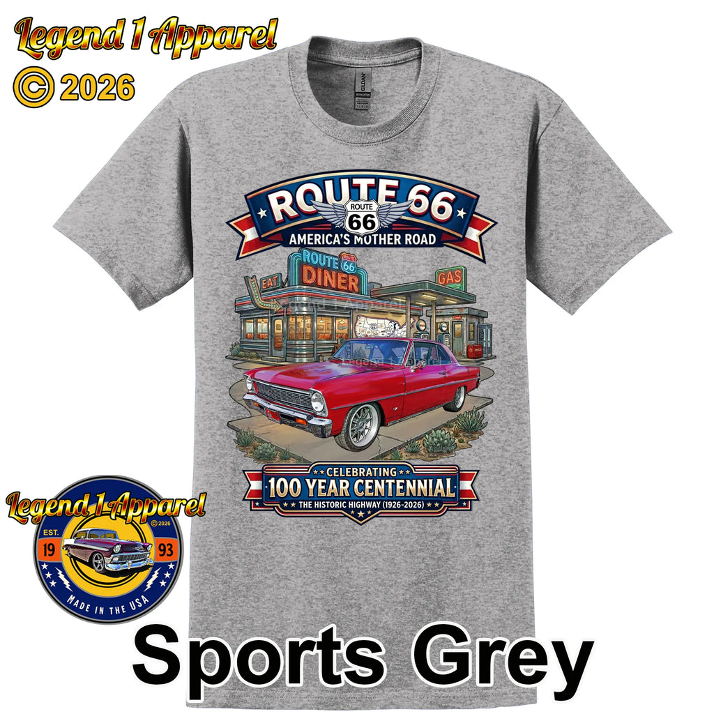 1966 Chevrolet Nova SS Classic Car Graphic Tee – Route 66 Centennial T-Shirt