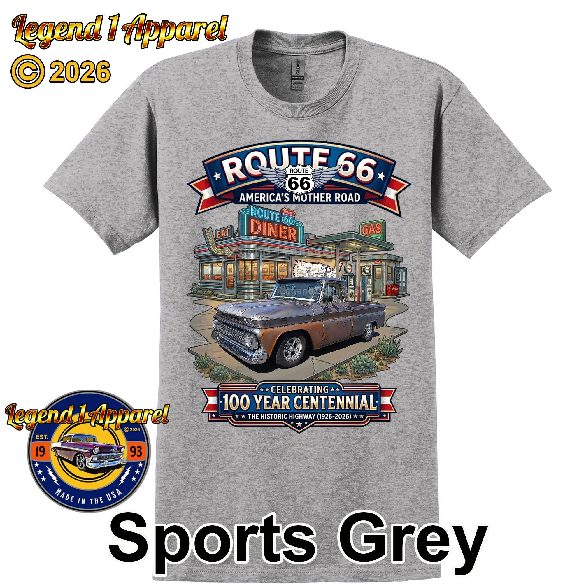 1965 Chevrolet Pick Up Classic Truck Graphic Tee – Route 66 Centennial T-Shirt
