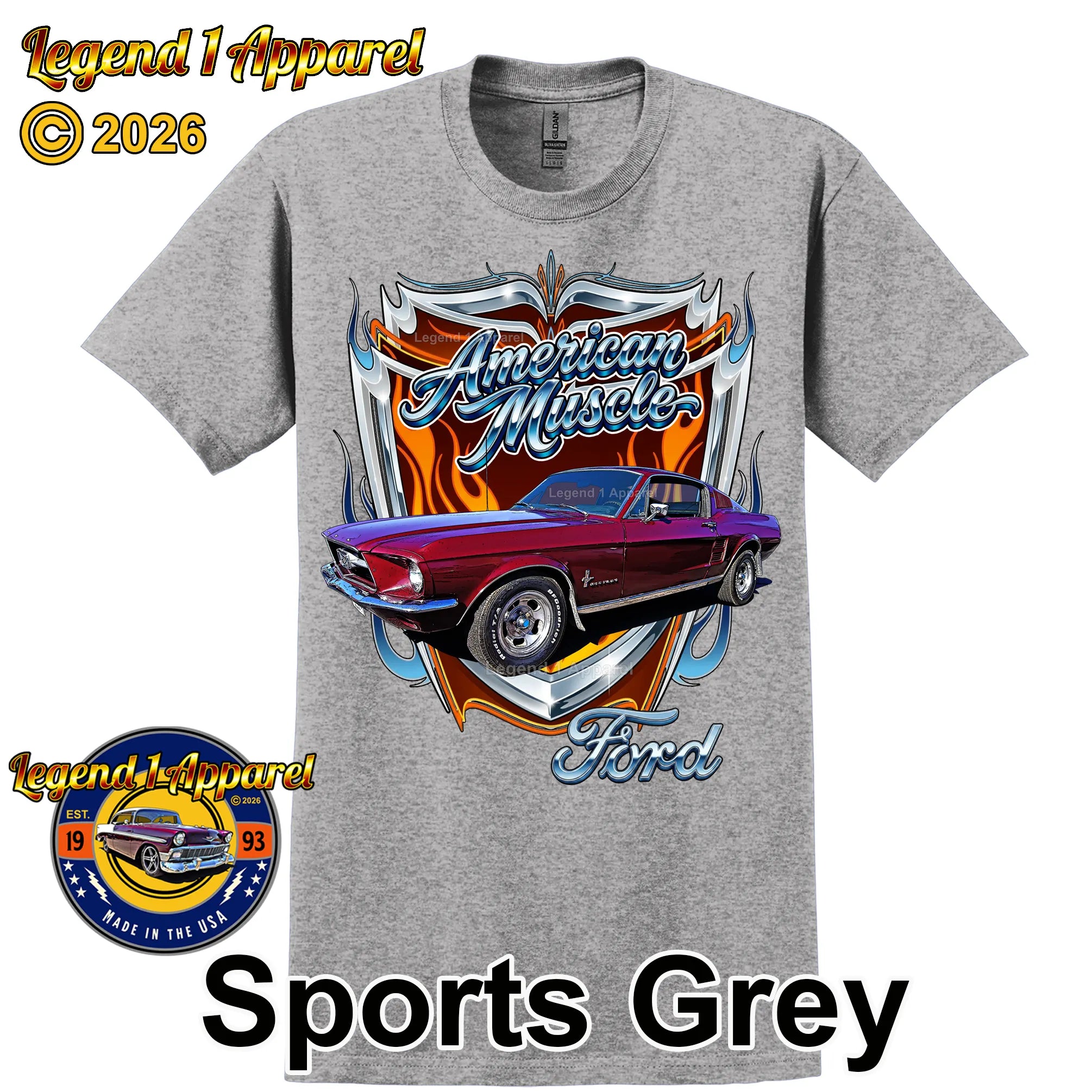1967 Ford Mustang Fastback Classic Car Graphic Tee – American Muscle T-Shirt