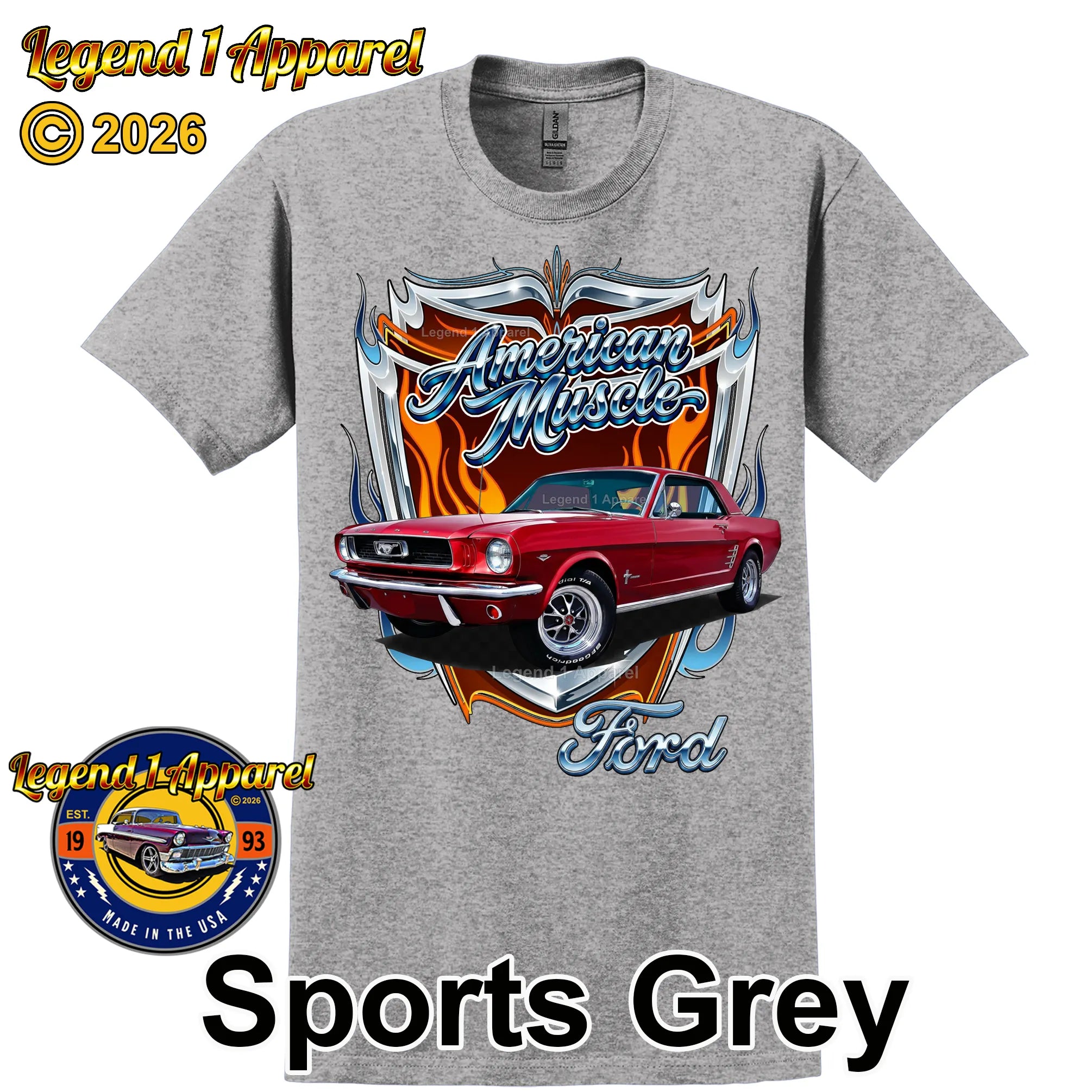 1966 Ford Mustang Hardtop Car Graphic Tee – American Muscle T-Shirt