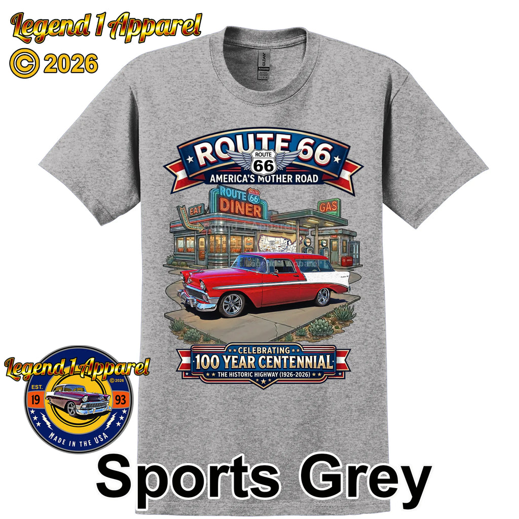 1956 Chevrolet Nomad Bel Air Classic Car Graphic Tee – Route 66 Centennial T-Shirt