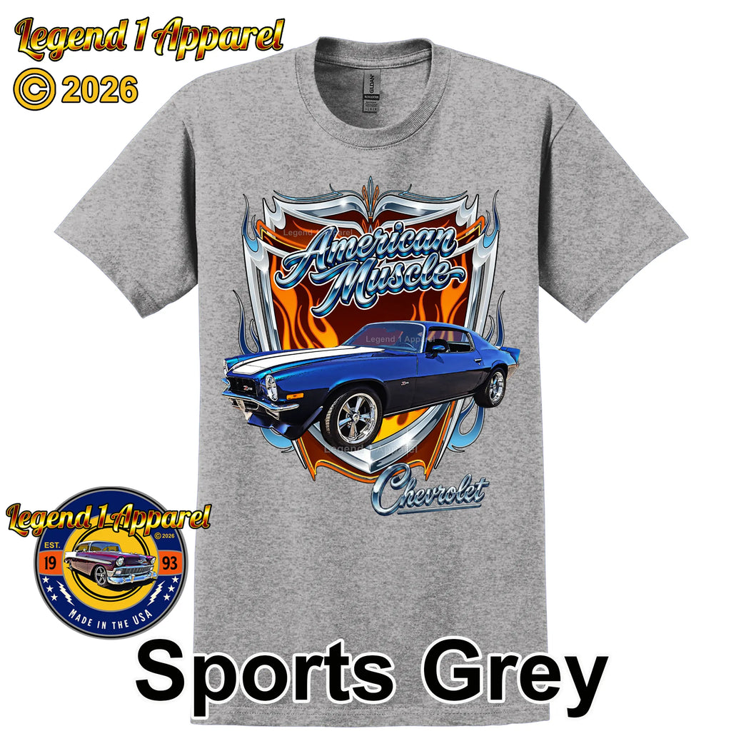 1973 Chevrolet Camaro American Muscle T-Shirt – 73 Chevy Classic Car Graphic Tee