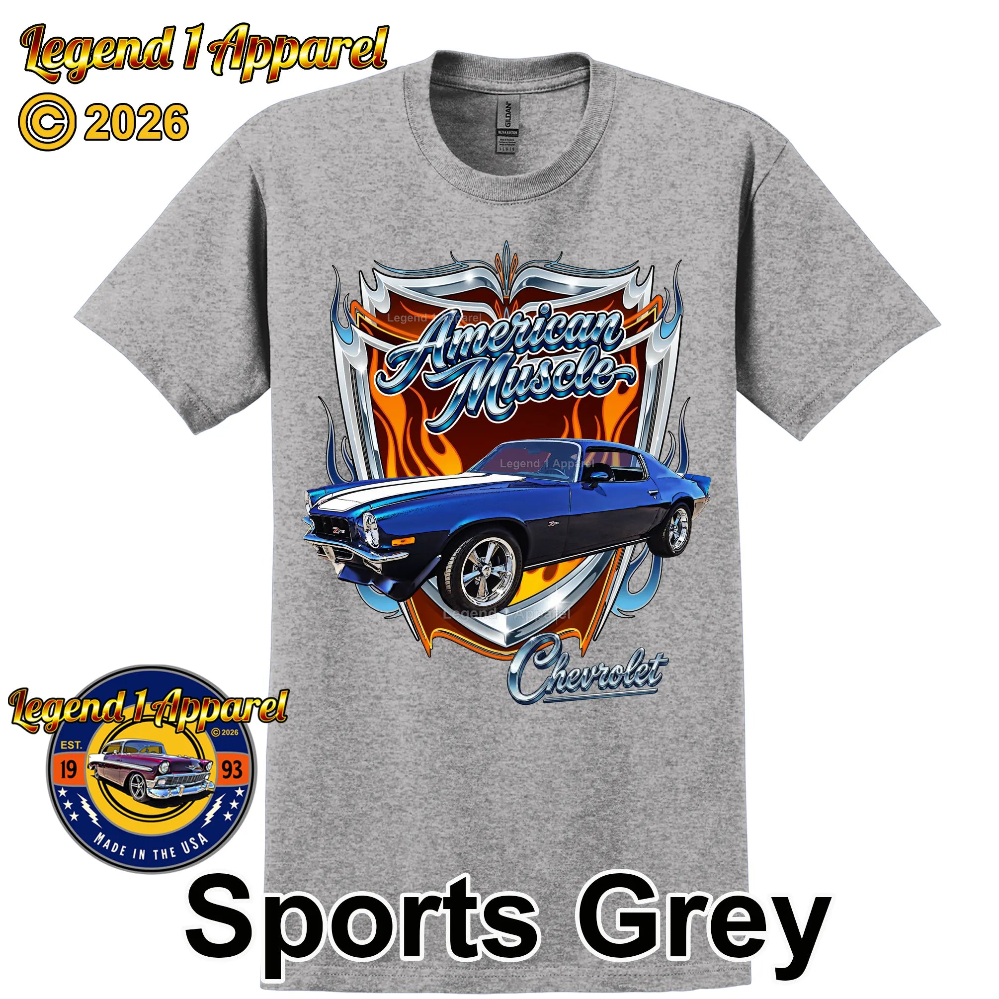 1973 Chevrolet Camaro American Muscle T-Shirt – 73 Chevy Classic Car Graphic Tee