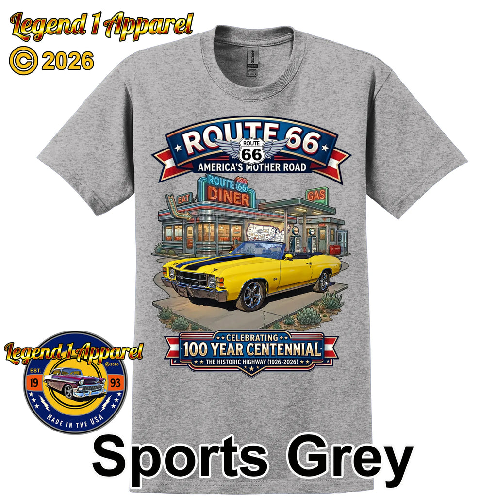 1971 Chevrolet Chevelle SS Classic Car Graphic Tee – Route 66 Centennial T-Shirt