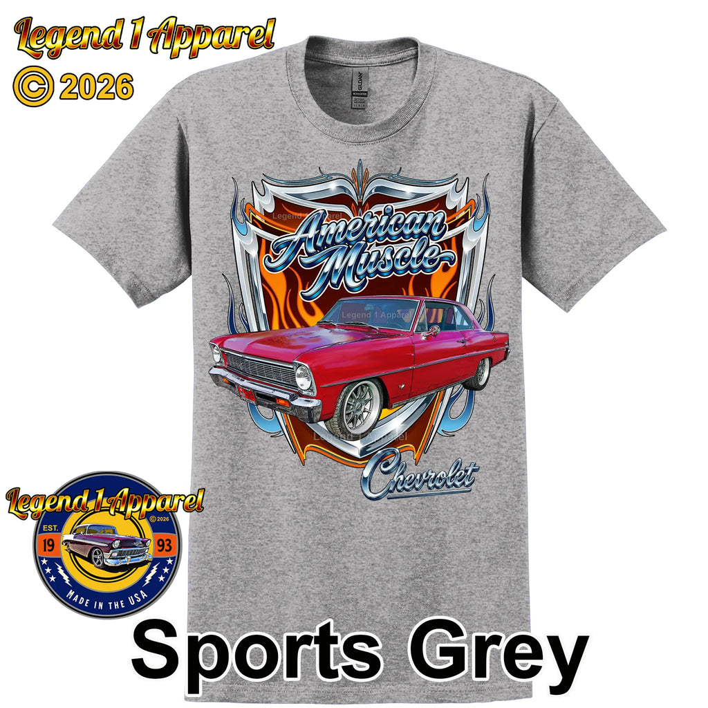 1966 Chevrolet Nova SS American Muscle T-Shirt – 66 Chevy Classic Car Graphic Tee