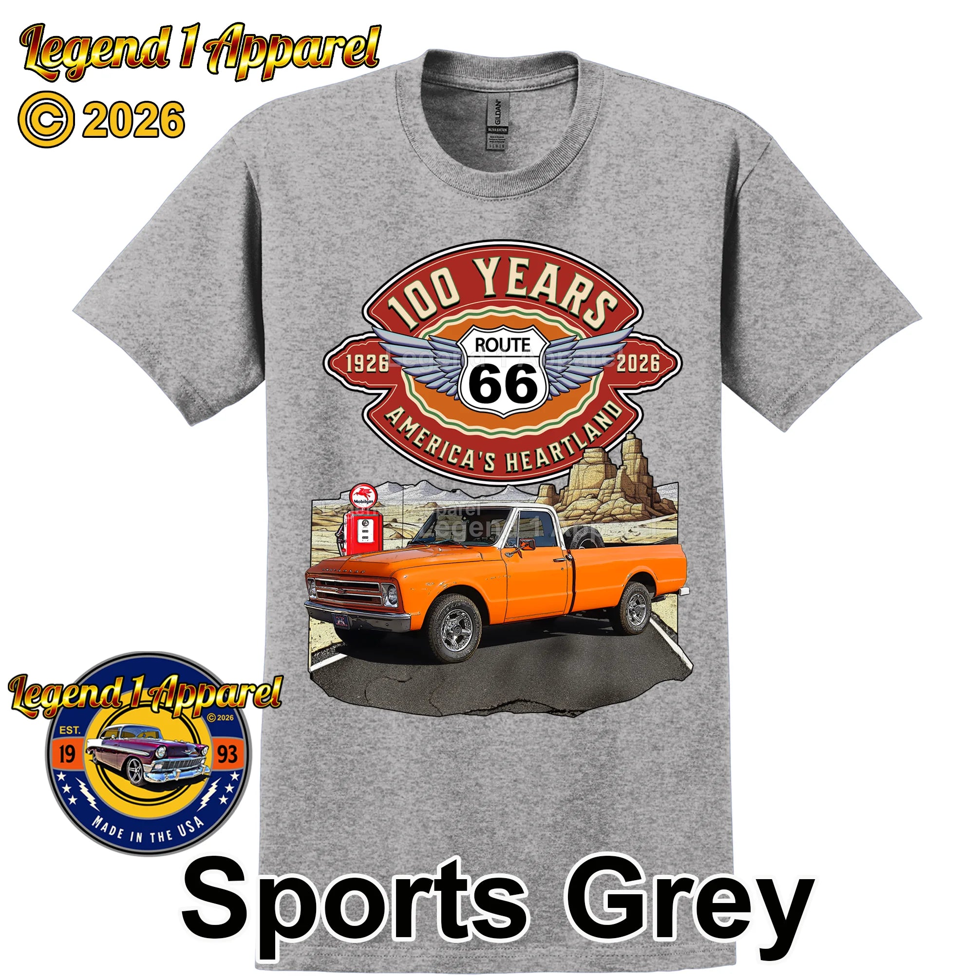 1967 Chevrolet Pick up Classic Truck Graphic Tee – Route 66 100 Years T-Shirt