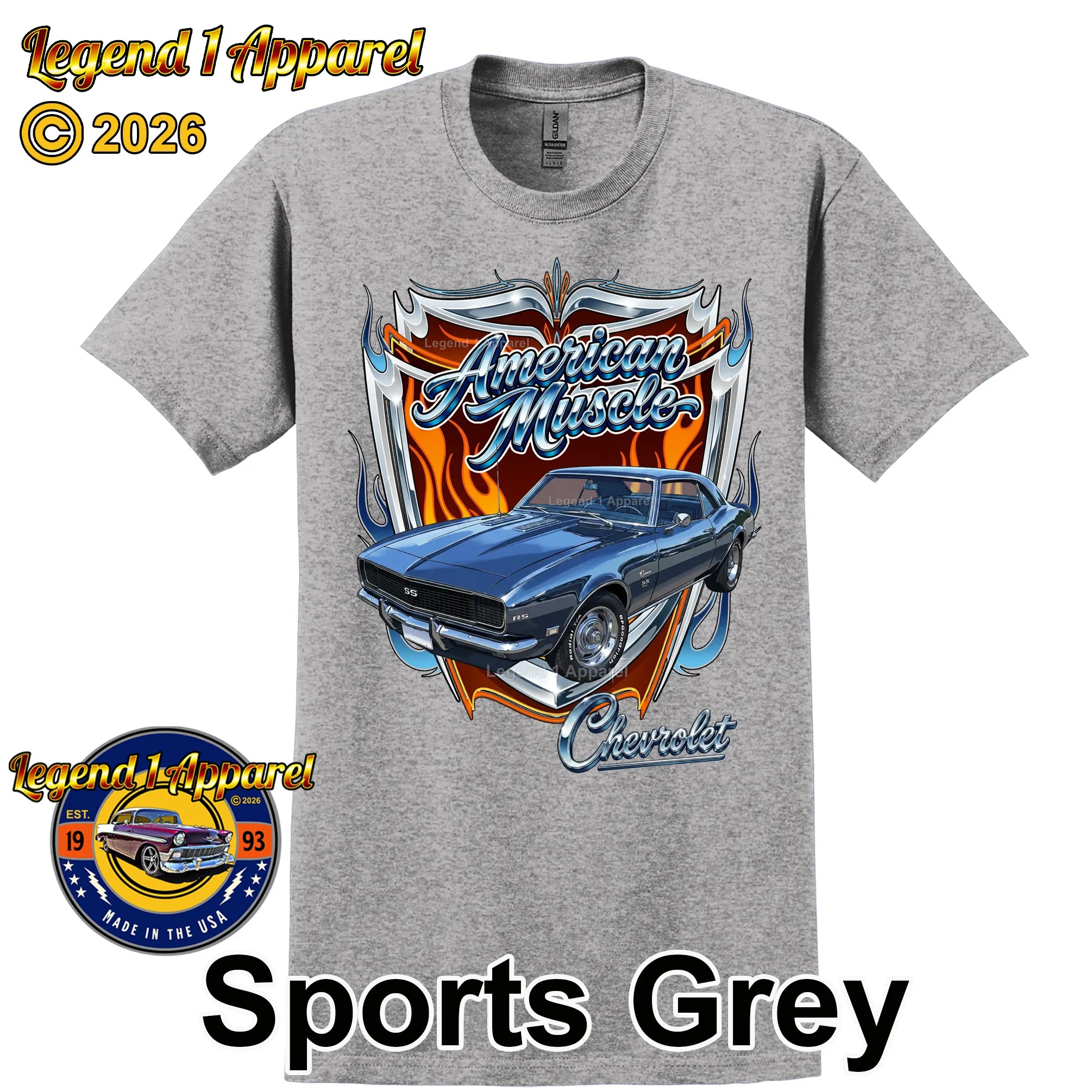 1968 Chevrolet Camaro American Muscle T-Shirt – 68 Chevy Classic Car Graphic Tee