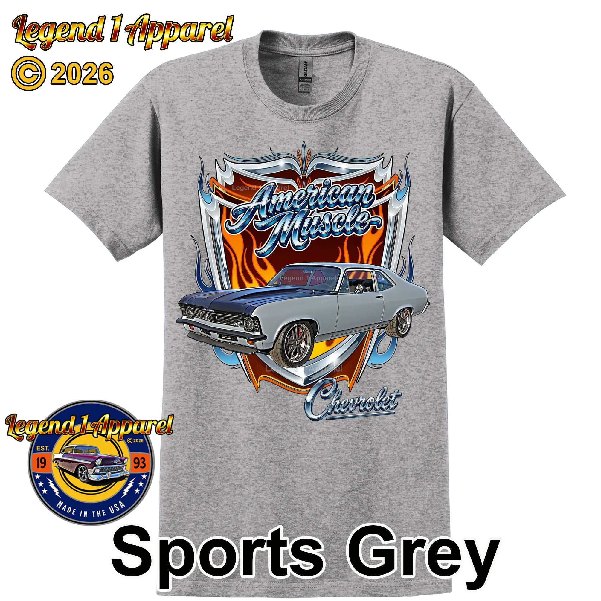 1972 Chevrolet Nova SS American Muscle T-Shirt – 72 Chevy Classic Car Graphic Tee