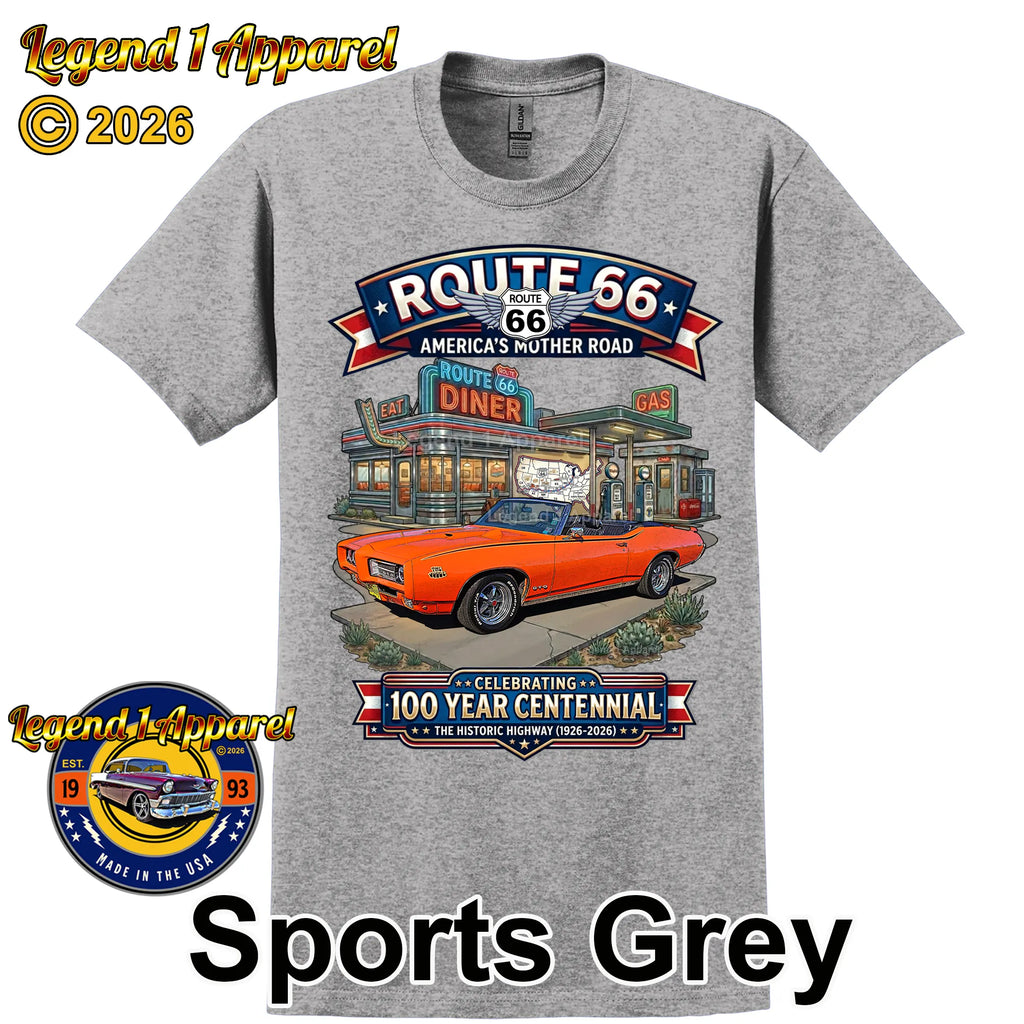 1969 Pontiac GTO Classic Car Graphic Tee – Route 66 Centennial T-Shirt