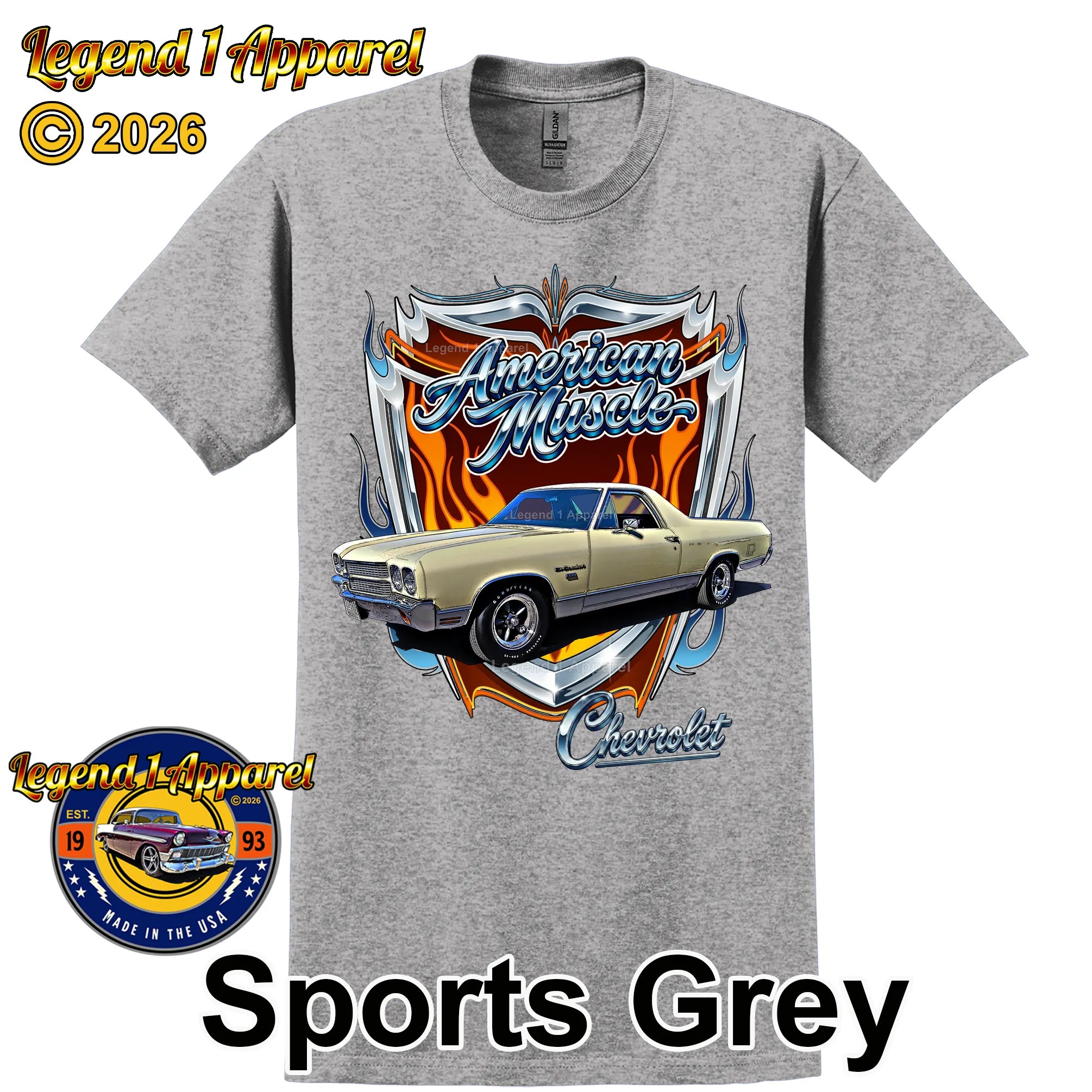 1970 Chevrolet El Camino American Muscle T-Shirt – 70 Chevy Classic Truck Graphic Tee