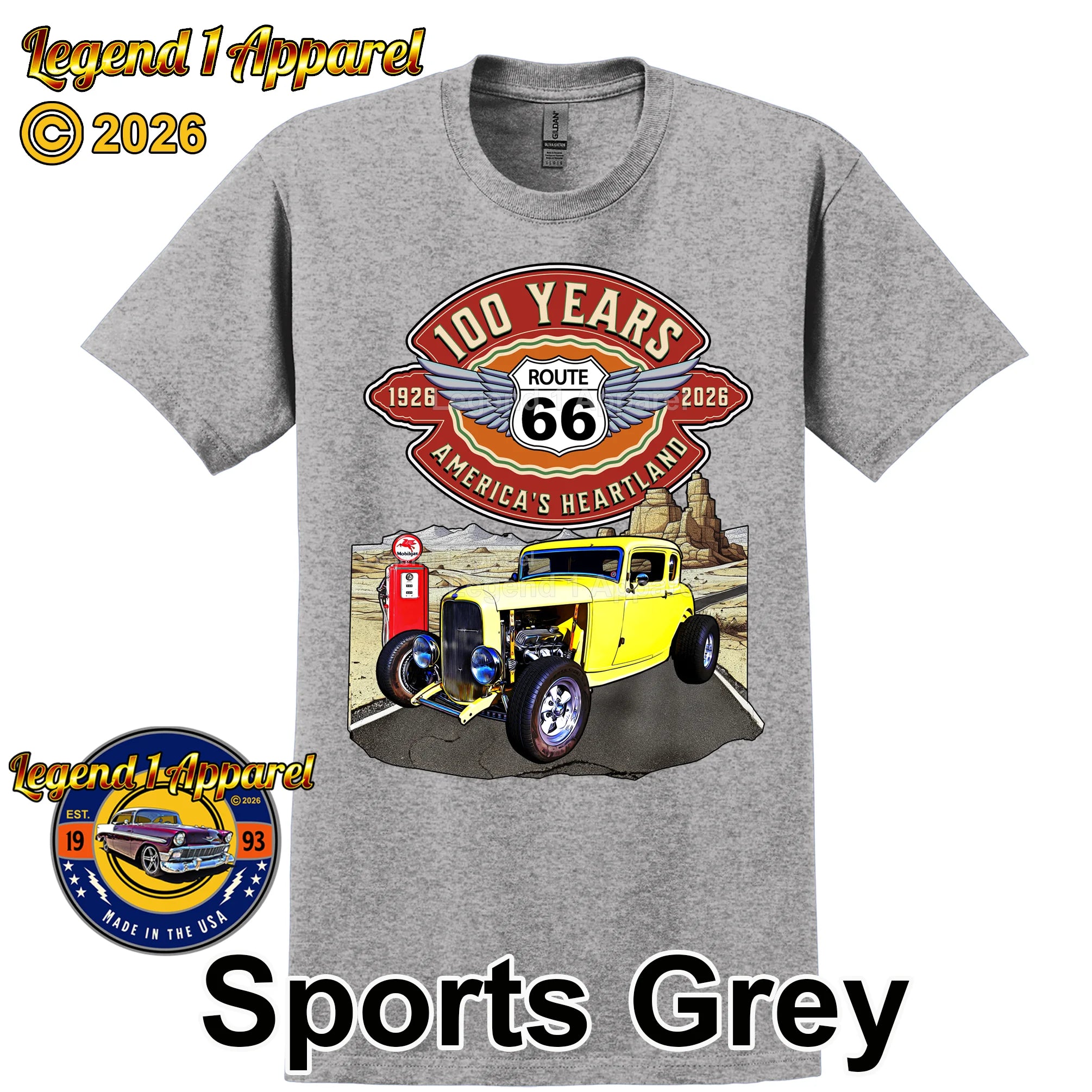 1932 Ford Coupe Classic Car Graphic Tee – Route 66 100 Years T-Shirt