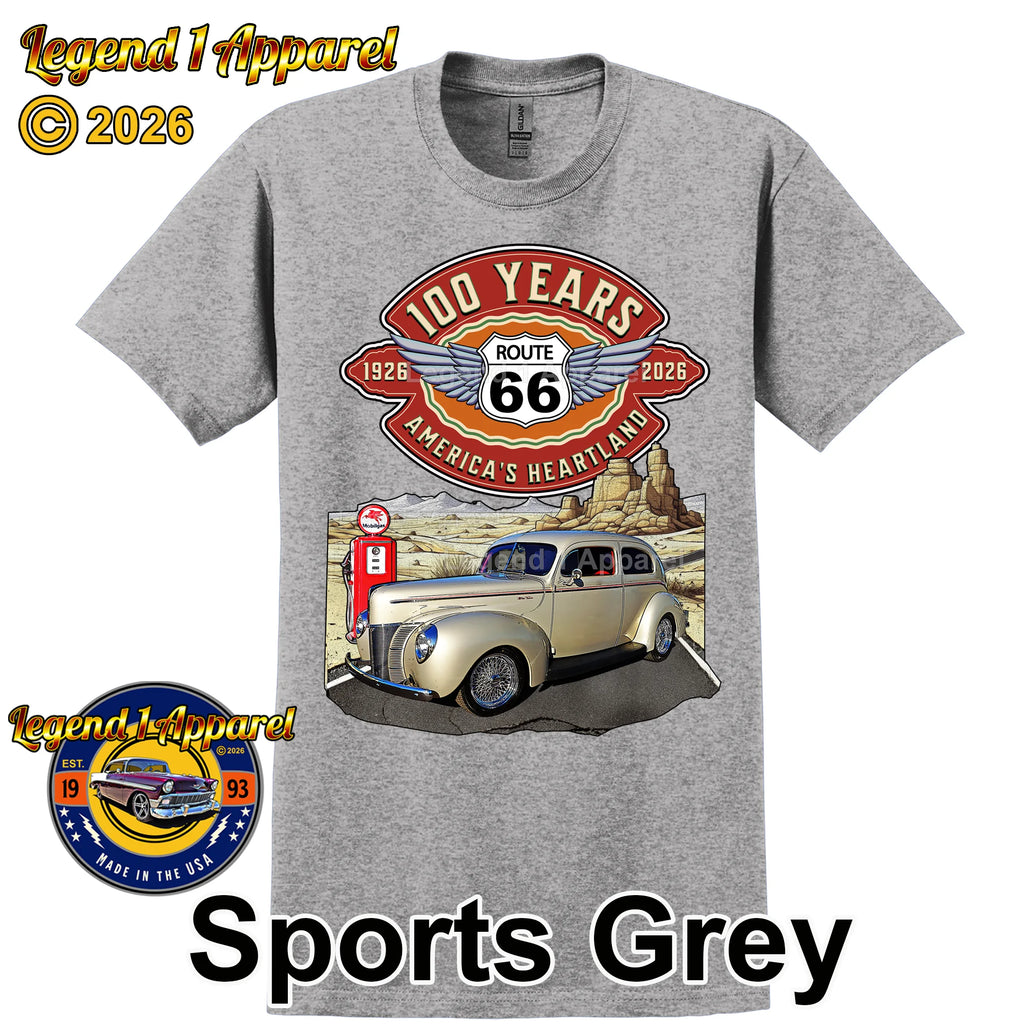 1940 Ford Coupe Classic Car Graphic Tee – Route 66 100 Years T-Shirt