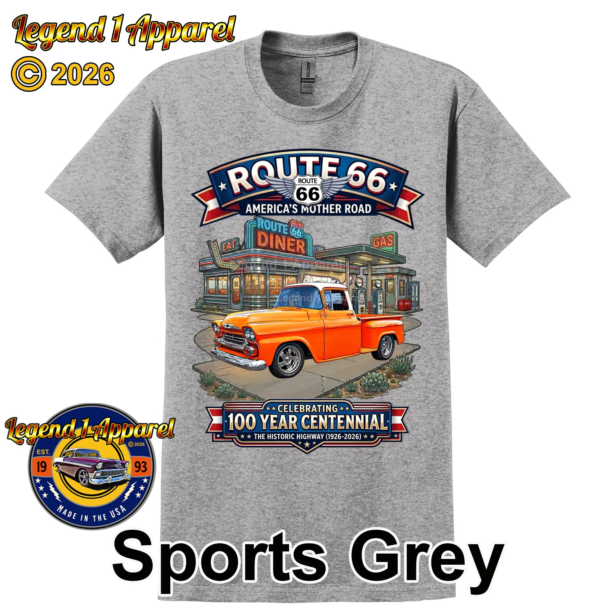 1958 Chevrolet Pick Up Classic Truck Graphic Tee – Route 66 Centennial T-Shirt