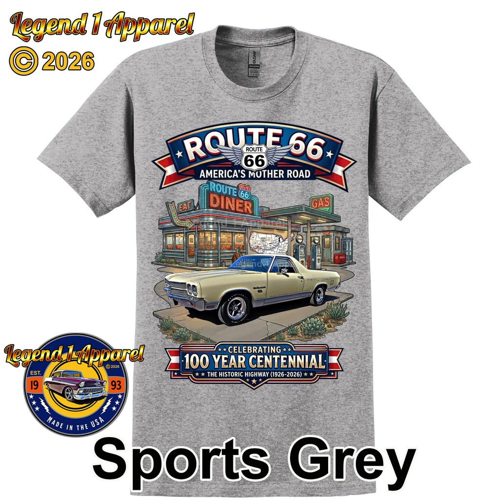 1970 Chevrolet El Camino Classic Truck Graphic Tee – Route 66 Centennial T-Shirt