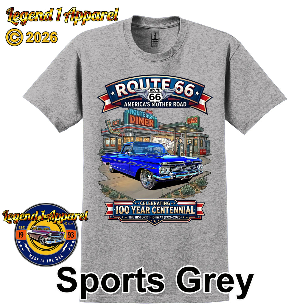 1959 Chevrolet El Camino Classic Truck Graphic Tee – Route 66 Centennial T-Shirt