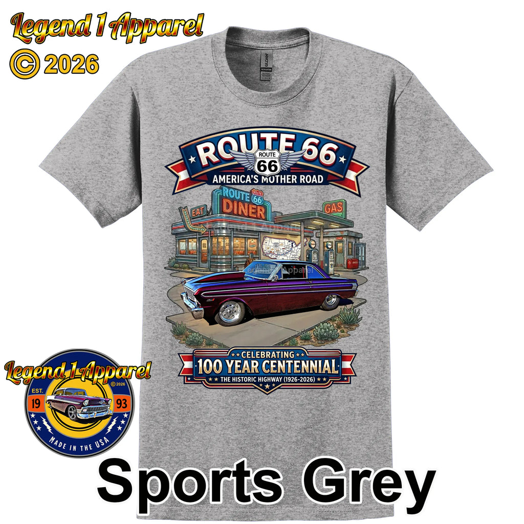 1964 Ford Falcon Classic Car Graphic Tee – Route 66 Centennial T-Shirt