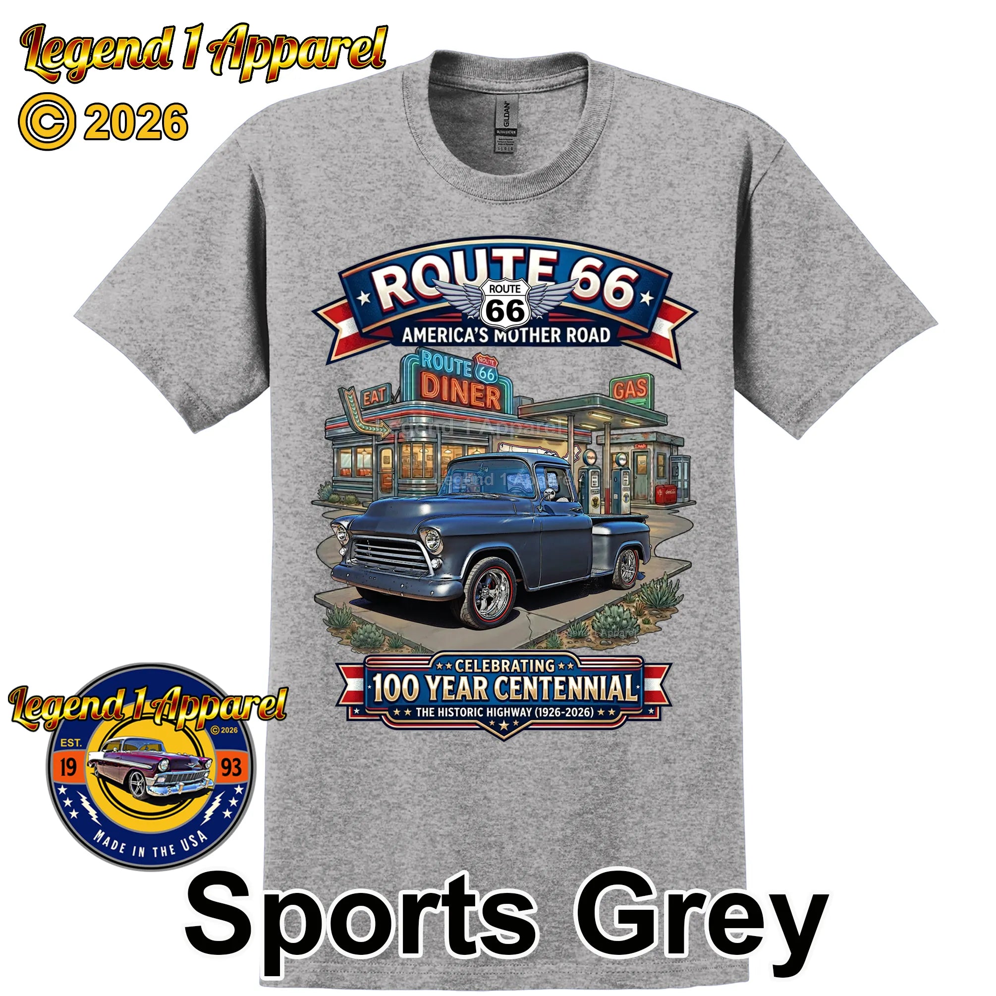 1955 Chevrolet Pick up Classic Truck Graphic Tee – Route 66 Centennial T-Shirt
