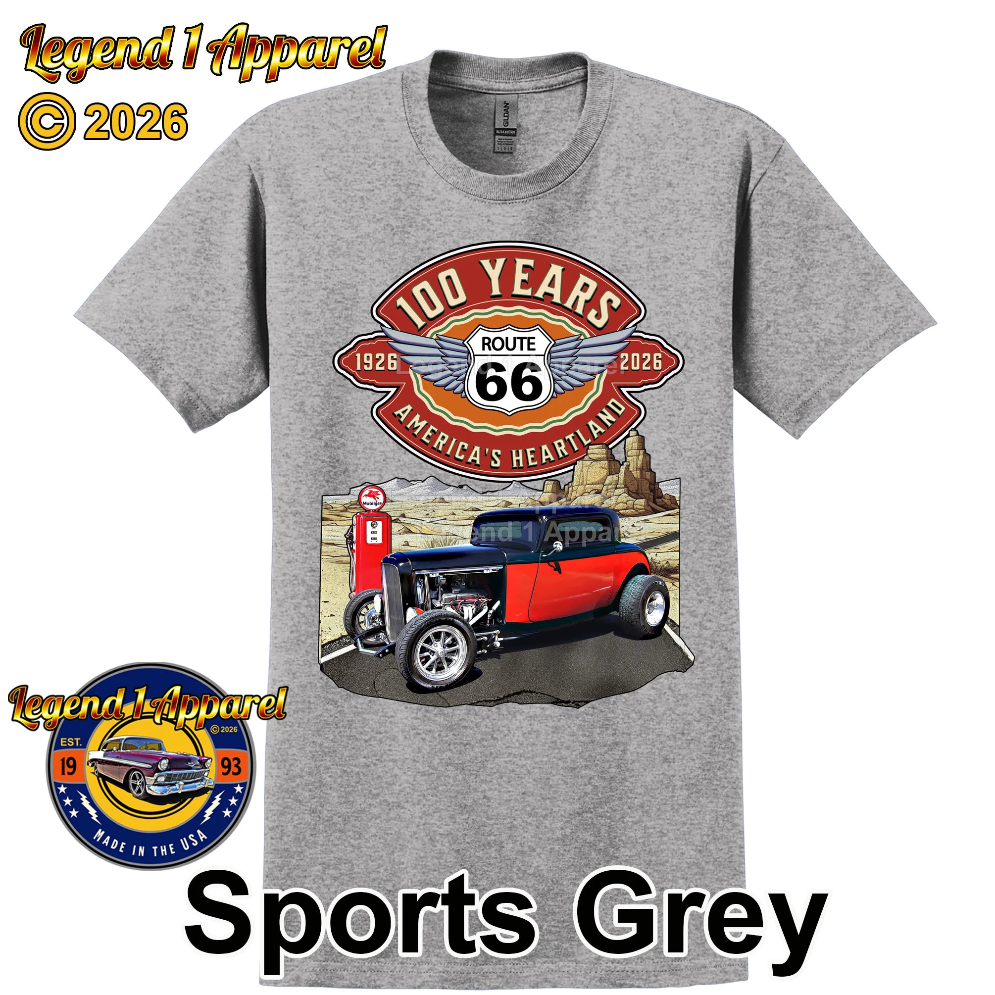 1932 Ford Coupe Classic Car Graphic Tee – Route 66 100 Years T-Shirt