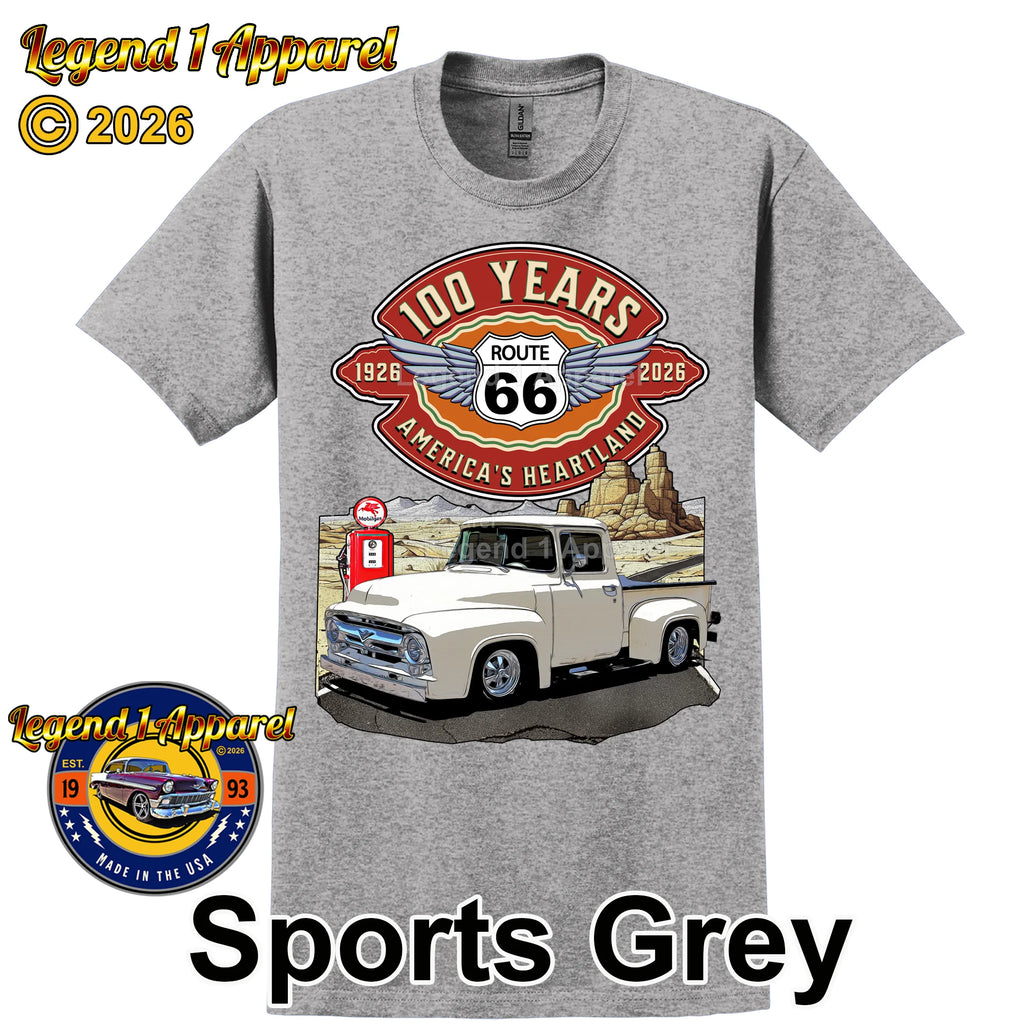 1956 Ford Pick Up Classic Truck Graphic Tee – Route 66 100 Years T-Shirt