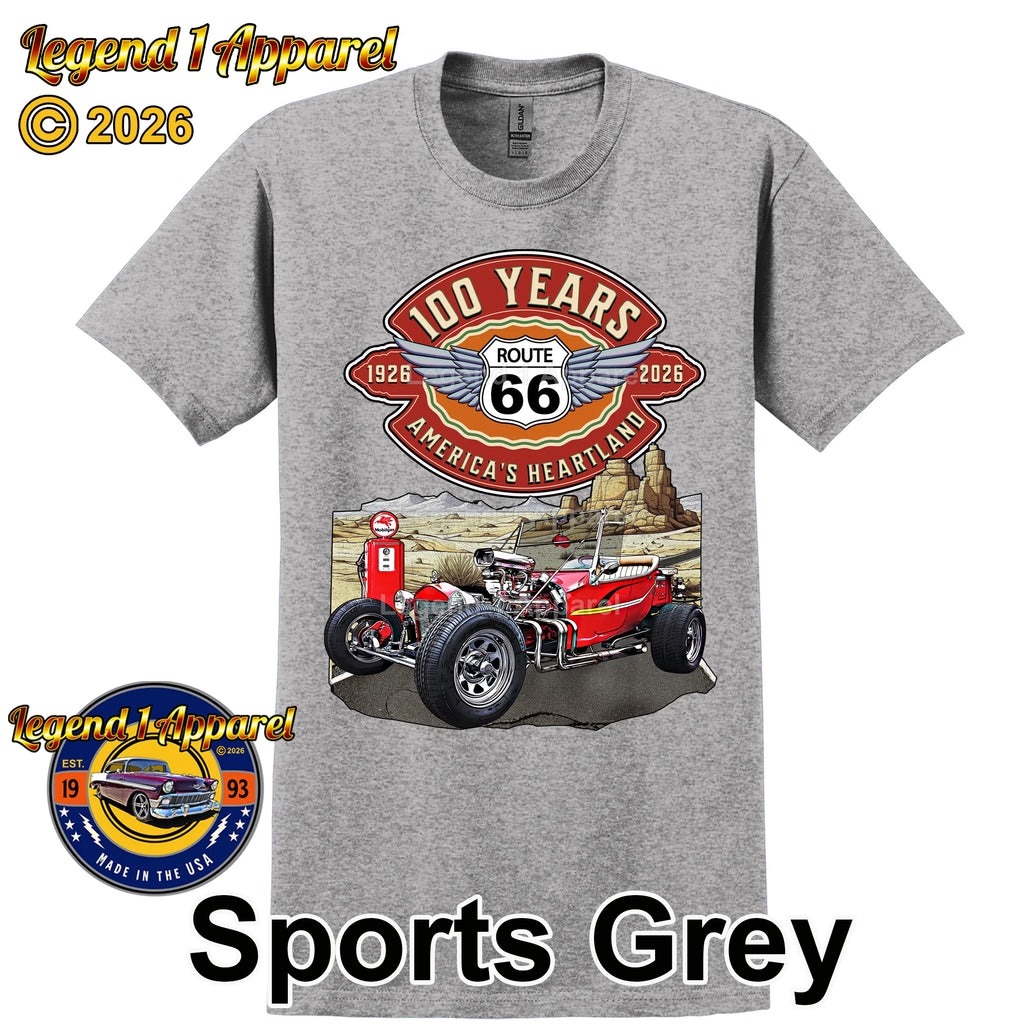 1923 Ford T-Bucket Classic Car Graphic Tee – Route 66 100 Years T-Shirt
