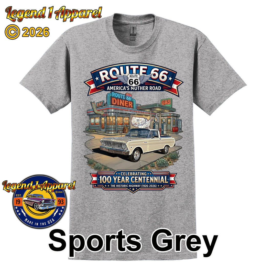 1965 Ford Ranchero Classic Car Graphic Tee – Route 66 Centennial T-Shirt