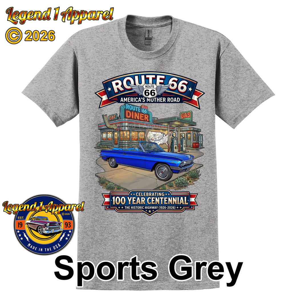 1962 Oldsmobile F85 Cutlass Convertible Classic Car Graphic Tee – Route 66 Centennial T-Shirt
