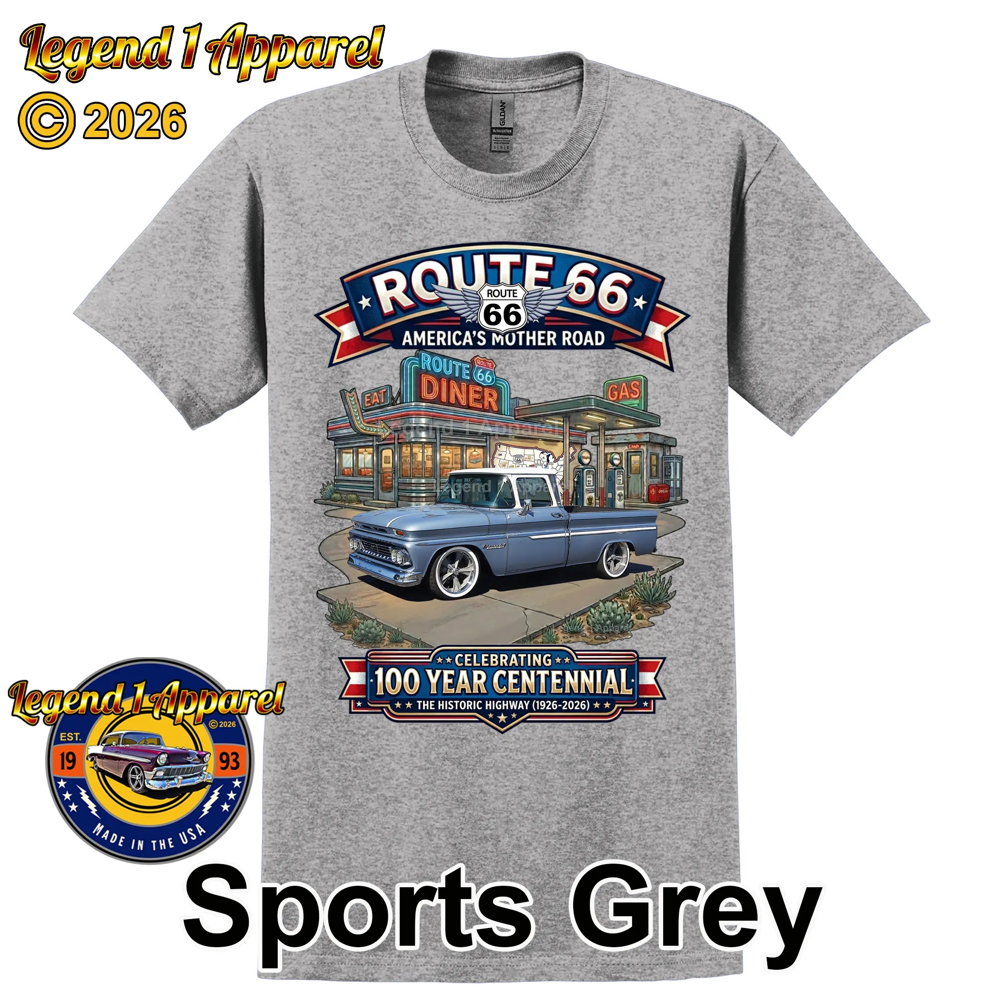 1960 Chevrolet Pick Up Classic Truck Graphic Tee – Route 66 Centennial T-Shirt