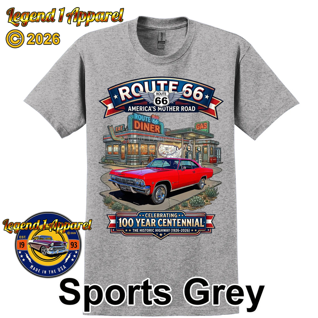 1965 Chevrolet Impala SS Classic Car Graphic Tee – Route 66 Centennial T-Shirt
