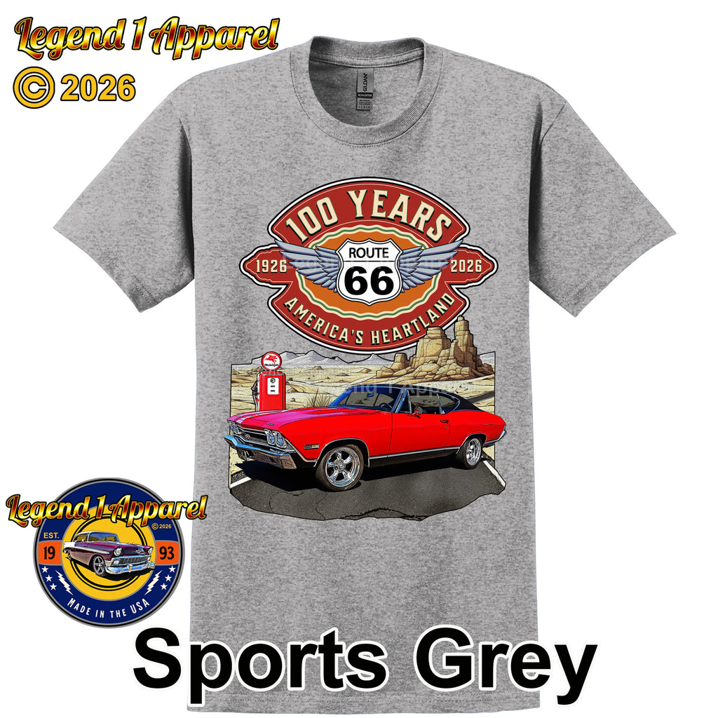1968 Chevrolet Chevelle SS Classic Car Graphic Tee – Route 66 100 Years T-Shirt