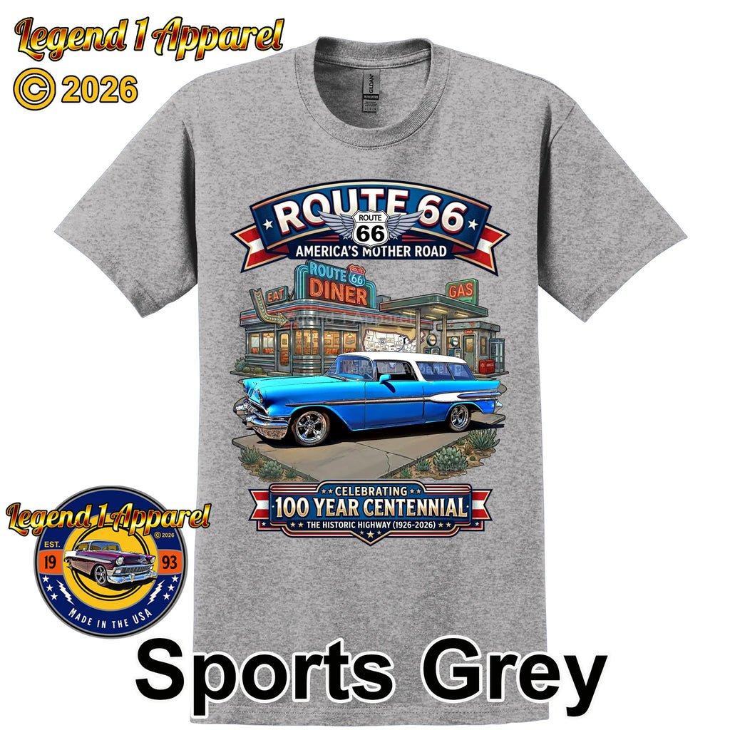 1957 Pontiac Safari Station Wagon Classic Car Graphic Tee – Route 66 Centennial T-Shirt