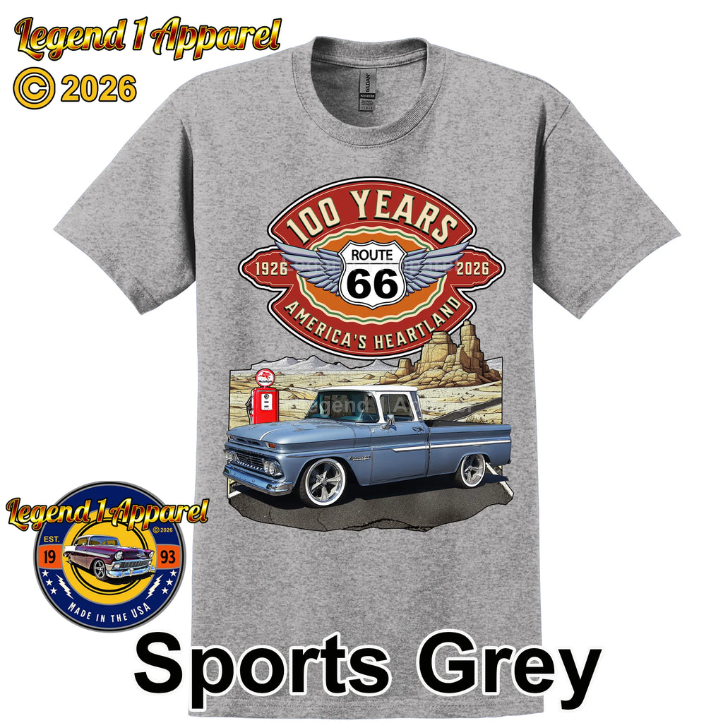 1960 Chevrolet Pick up Classic Truck Graphic Tee – Route 66 100 Years T-Shirt
