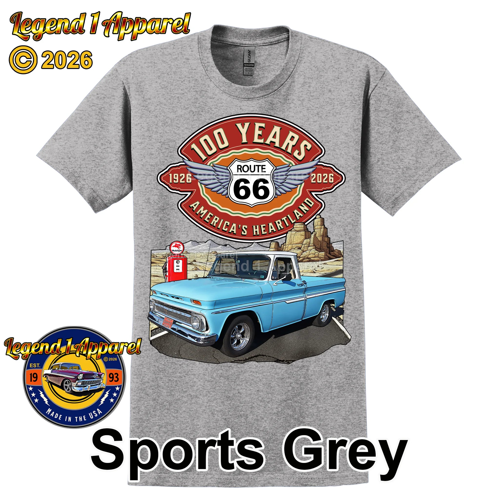 1964 Chevrolet Pick up Classic Truck Graphic Tee – Route 66 100 Years T-Shirt