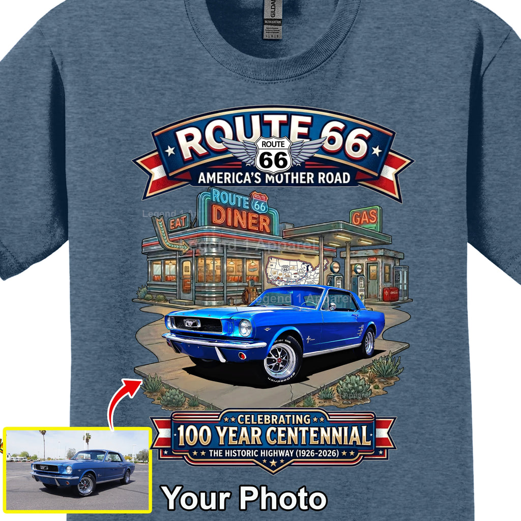Your Classic Car or Hot Rod custom made T-shirt. Send us a picture of your car. Route 66 Centennial