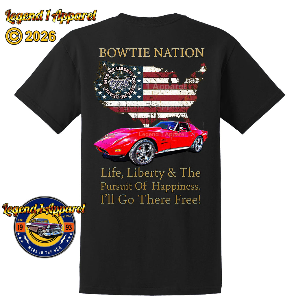 1974 Chevrolet C3 Corvette Bowtie Nation T-Shirt – 74 Chevy Classic Car Graphic Tee