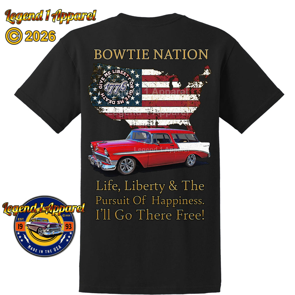 1956 Chevrolet Bel Air Nomad Bowtie Nation T-Shirt – 56 Chevy Classic Car Graphic Tee