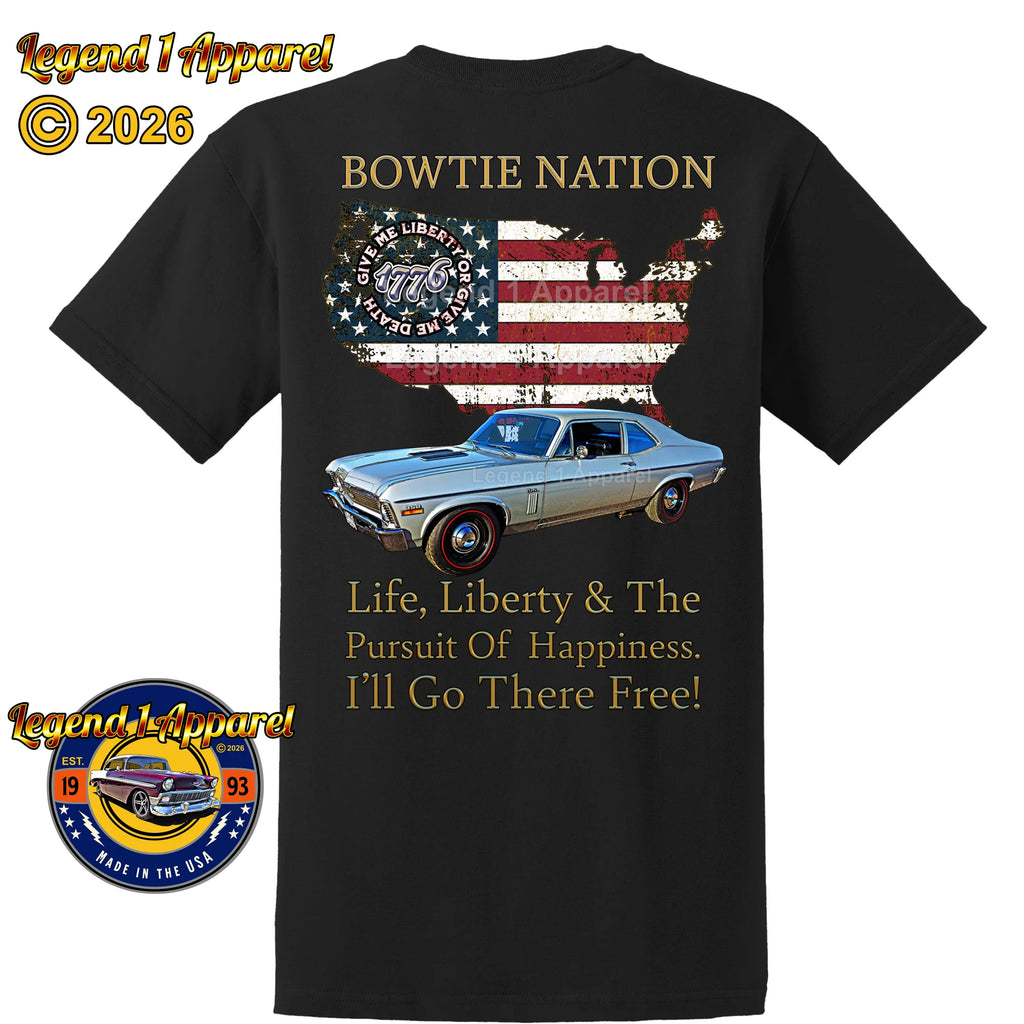 1970 Chevrolet Nova SS Bowtie Nation T-Shirt – 70 Chevy Classic Car Graphic Tee
