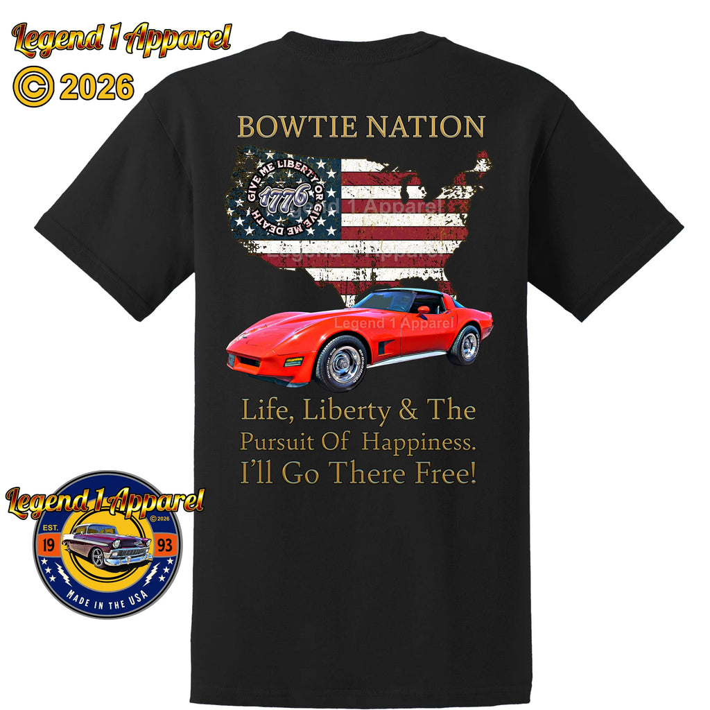 1980 Chevrolet C3 Corvette Bowtie Nation T-Shirt – 80 Chevy Classic Car Graphic Tee