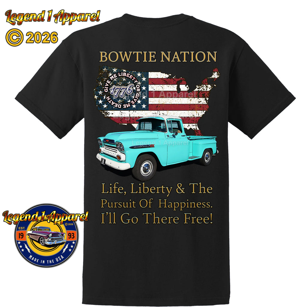 1959 Chevrolet Pick Up Truck Bowtie Nation T-Shirt – 59 Chevy Classic Truck Graphic Tee