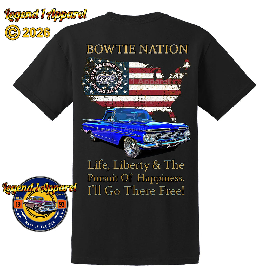 1959 Chevrolet El Camino Bowtie Nation T-Shirt – 59 Chevy Classic Truck Graphic Tee