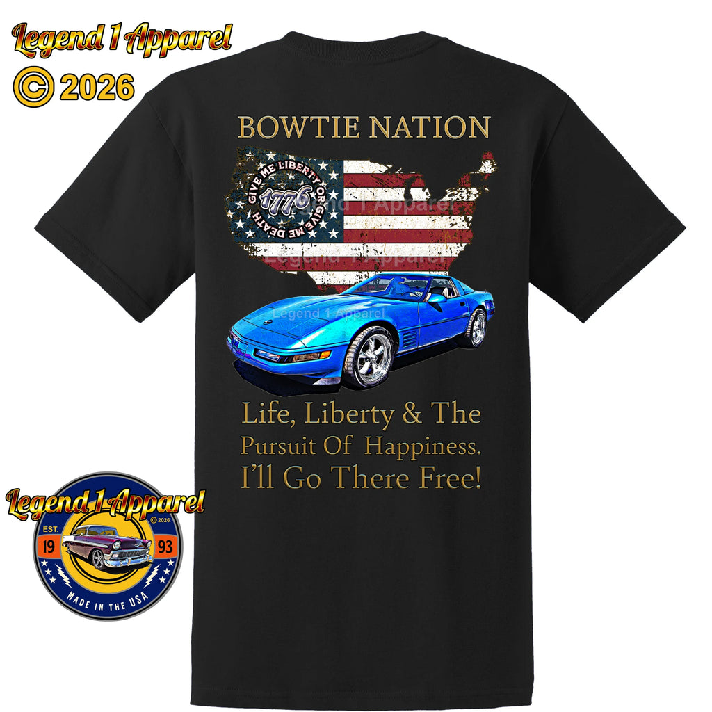 1992 Chevrolet C4 Corvette Bowtie Nation T-Shirt – 92 Chevy Classic Car Graphic Tee