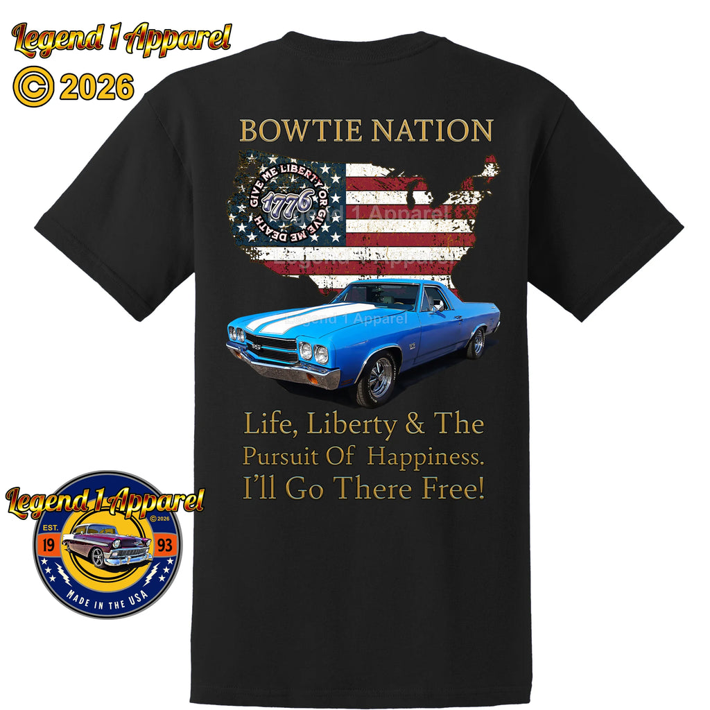1970 Chevrolet El Camino SS Bowtie Nation T-Shirt – 70 Chevy Classic Truck Graphic Tee
