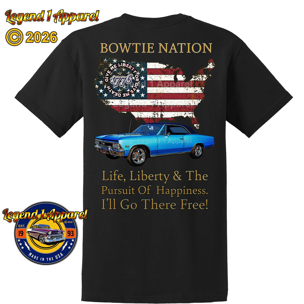 1966 Chevrolet Chevelle SS Bowtie Nation T-Shirt – 66 Chevy Classic Car Graphic Tee
