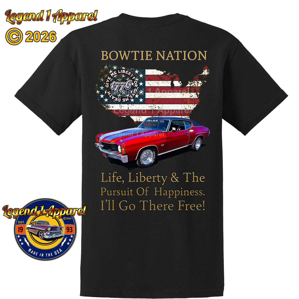 1972 Chevrolet Chevelle Convertible SS Bowtie Nation T-Shirt – 72 Chevy Classic Car Graphic Tee