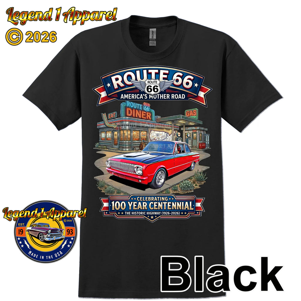 1963 Ford Falcon Classic Car Graphic Tee – Route 66 Centennial T-Shirt