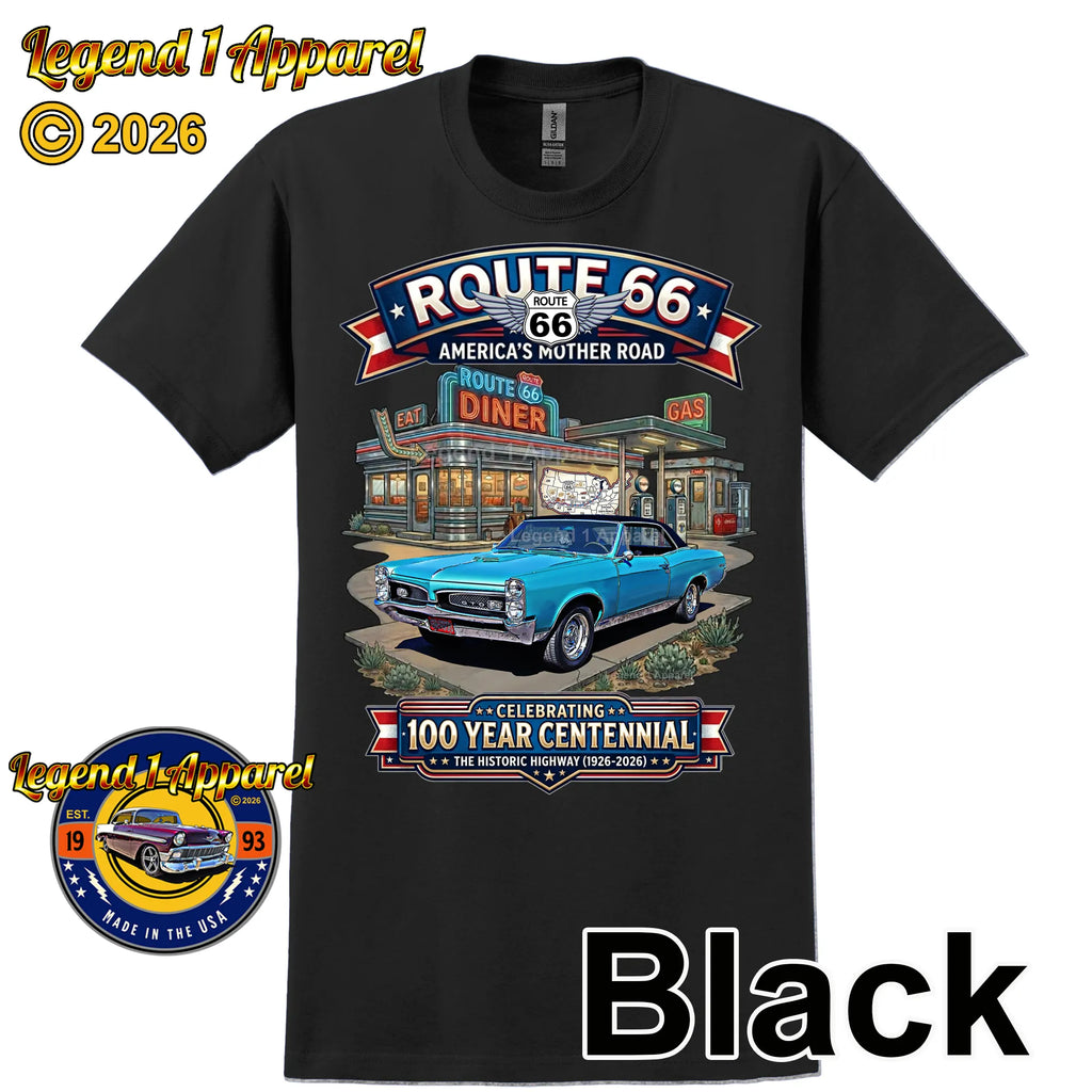 1967 Pontiac GTO Classic Car Graphic Tee – Route 66 Centennial T-Shirt